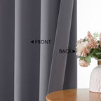 MKHILL Vela Charcoal Short Blackout Curtains 24 Inch 2 Panels