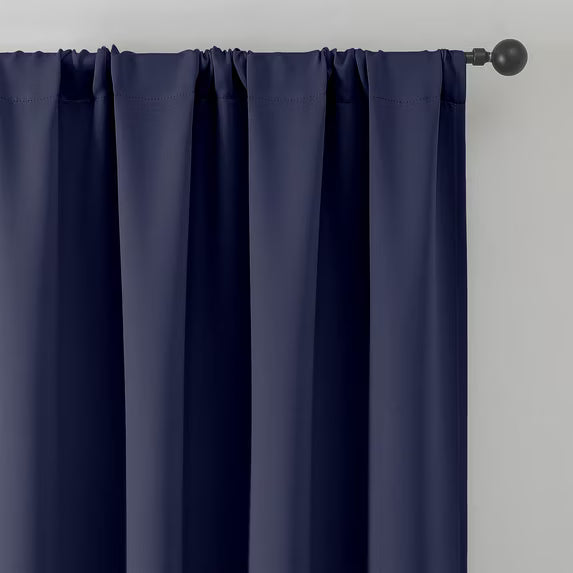 MKHILL Vela Navy Short Blackout Curtains 24 Inch Length 2 Panels