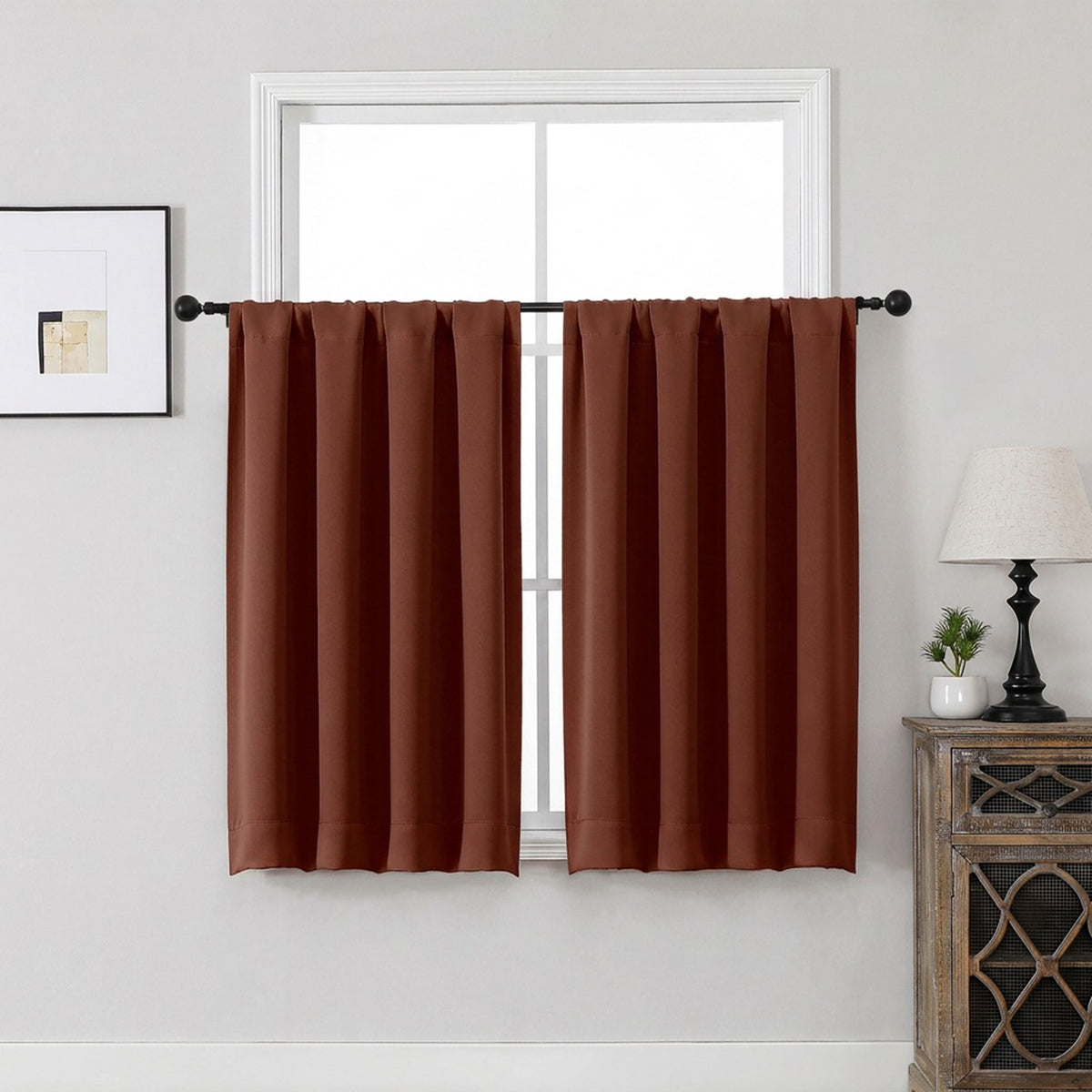 MKHILL Aether Blackout Curtains, 2 Panels - Terracotta - 40"W x 45"L - 2 Panels