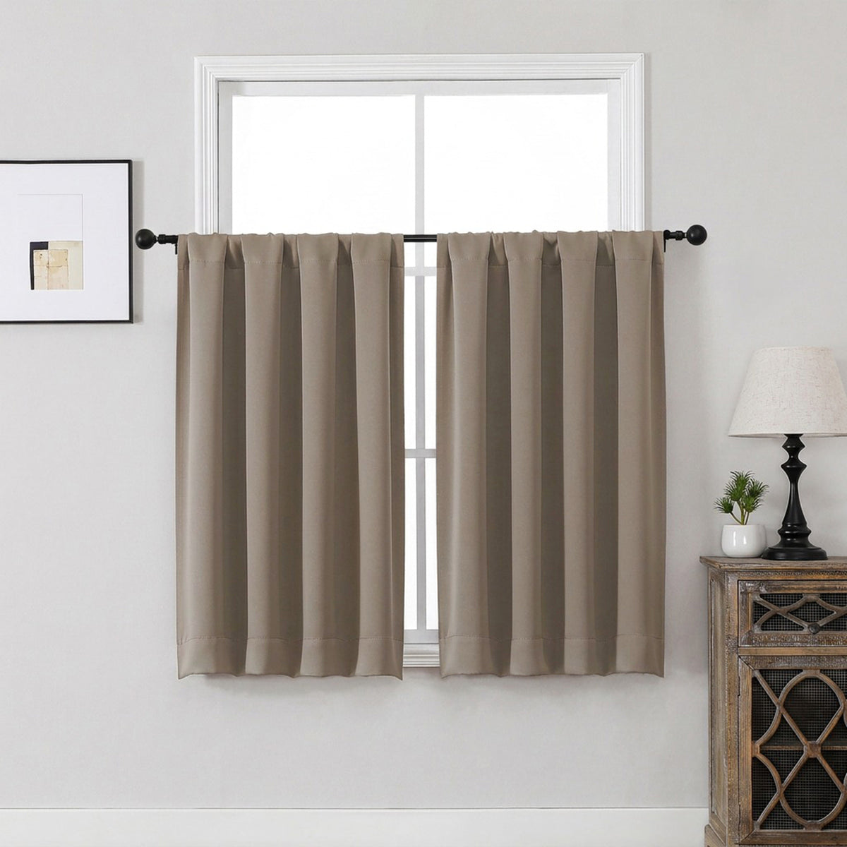 MKHILL Aether Blackout Curtains, 2 Panels - Latte - 40"W x 45"L - 2 Panels
