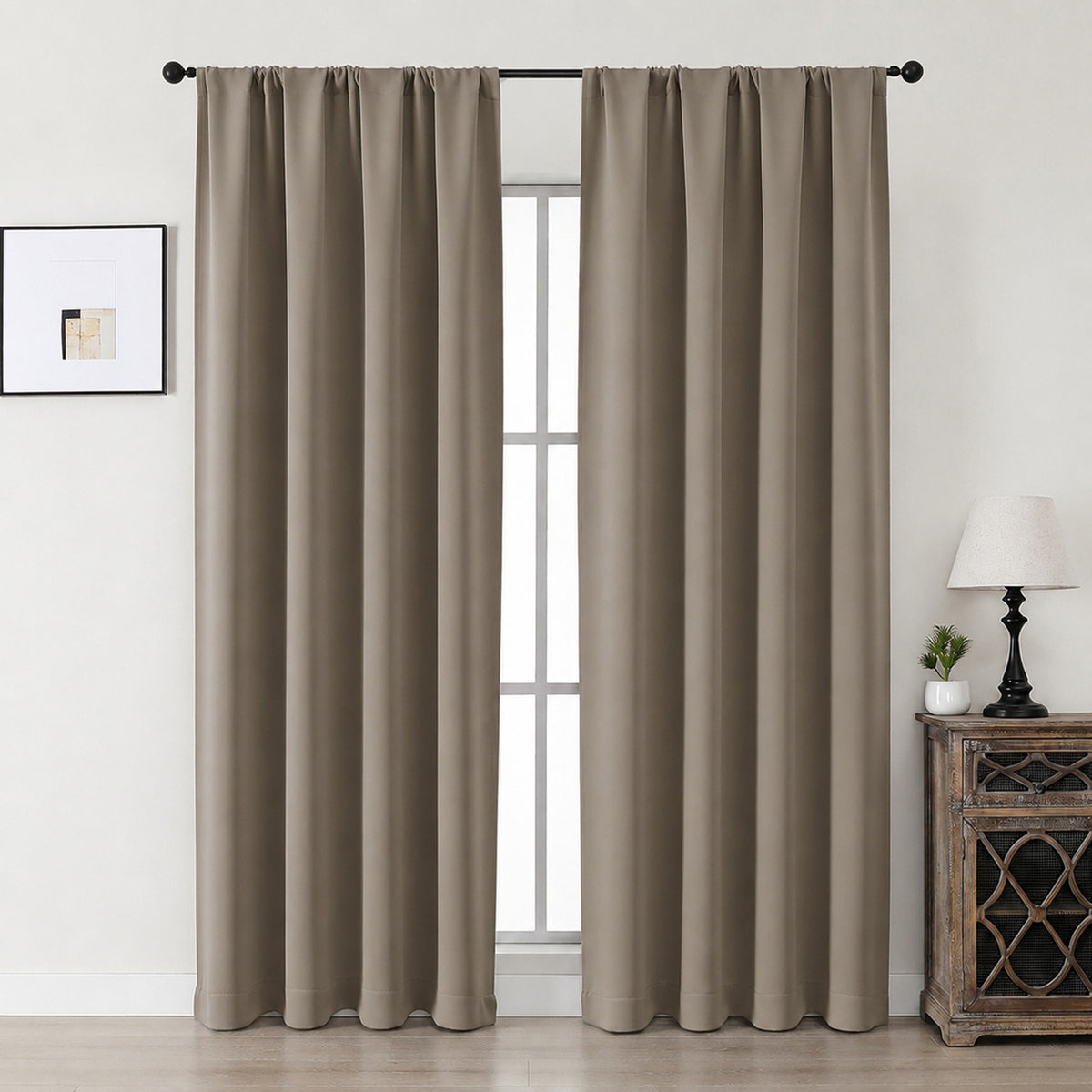 MKHILL Aether Blackout Curtains, 2 Panels - Latte - 40"W x 84"L - 2 Panels