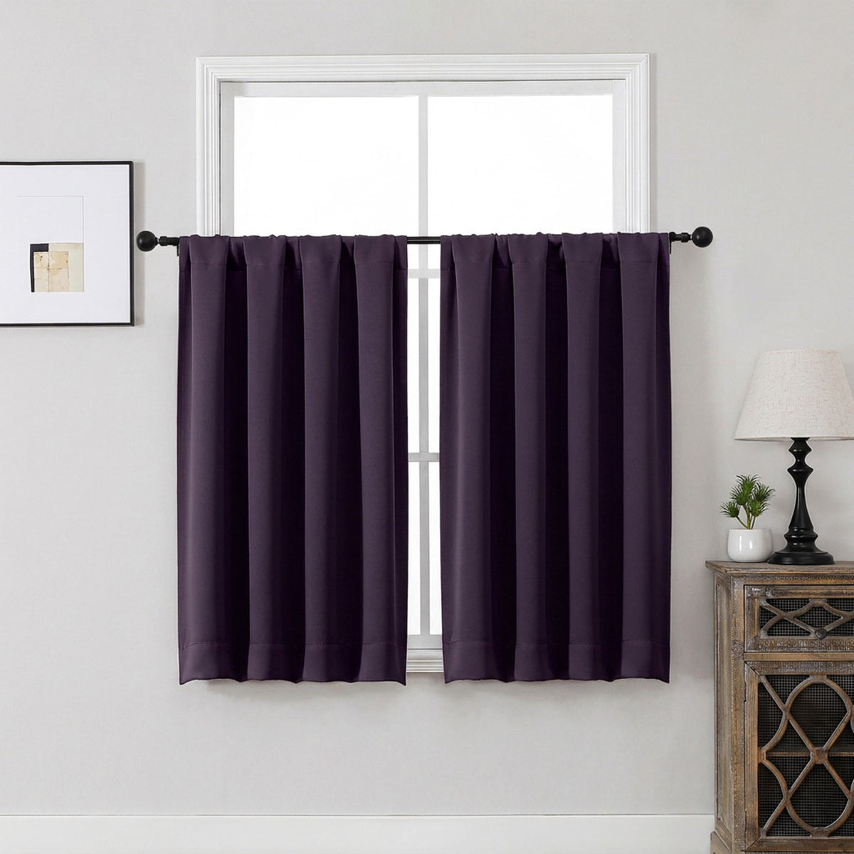 MKHILL Aether Blackout Curtains, 2 Panels - Blackberry - 40"W x 45"L - 2 Panels