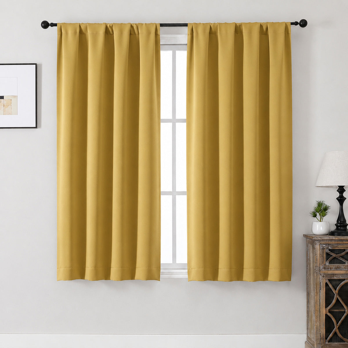 MKHILL Aether Blackout Curtains, 2 Panels - Bright Gold - 40"W x 54"L - 2 Panels