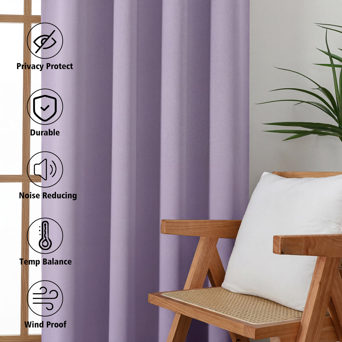 MKHILL Grommet Blackout Curtains, 2 Panels - Lavender - product detail