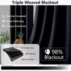 MKHILL Aether Black Blackout Curtains 2 Panels，Each 40" W x 63" L, Black