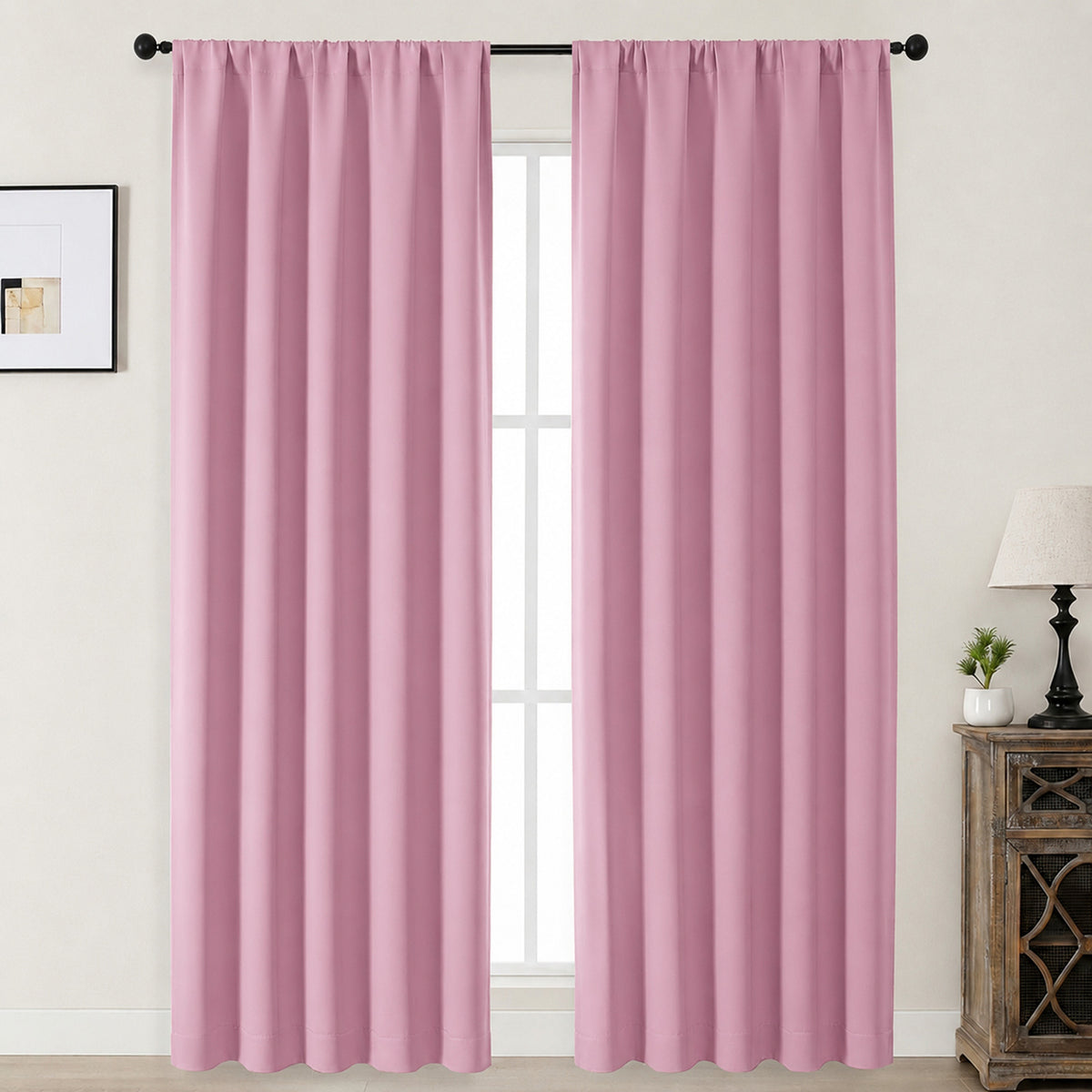 MKHILL Aether Blackout Curtains, 2 Panels - Blush Pink - 50"W x 90"L - 2 Panels