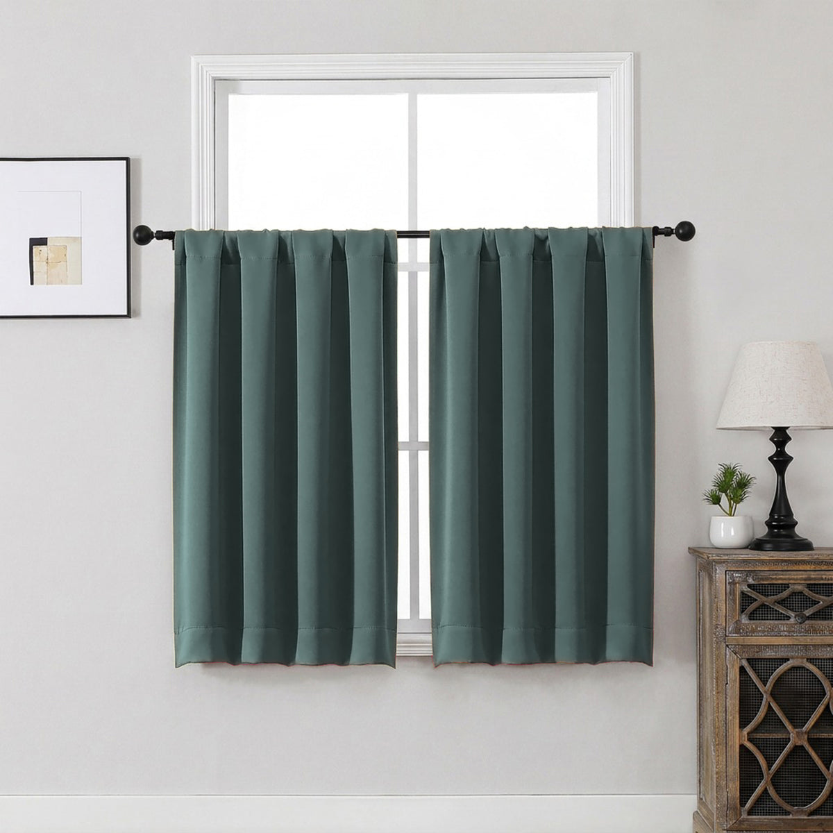 MKHILL Aether Blackout Curtains, 2 Panels - Moss Green - 40"W x 45"L - 2 Panels