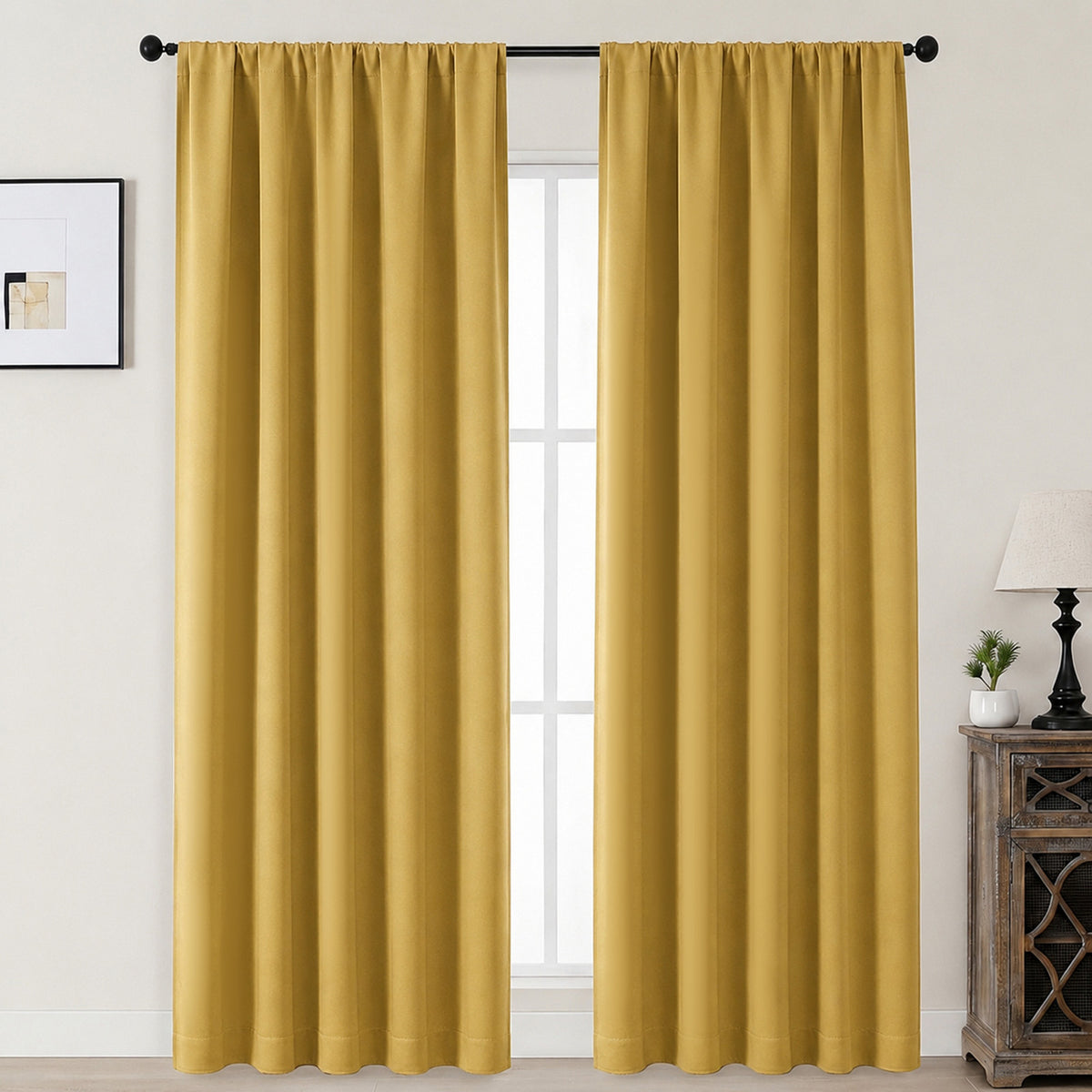 MKHILL Aether Blackout Curtains, 2 Panels - Bright Gold - 50"W x 90"L - 2 Panels