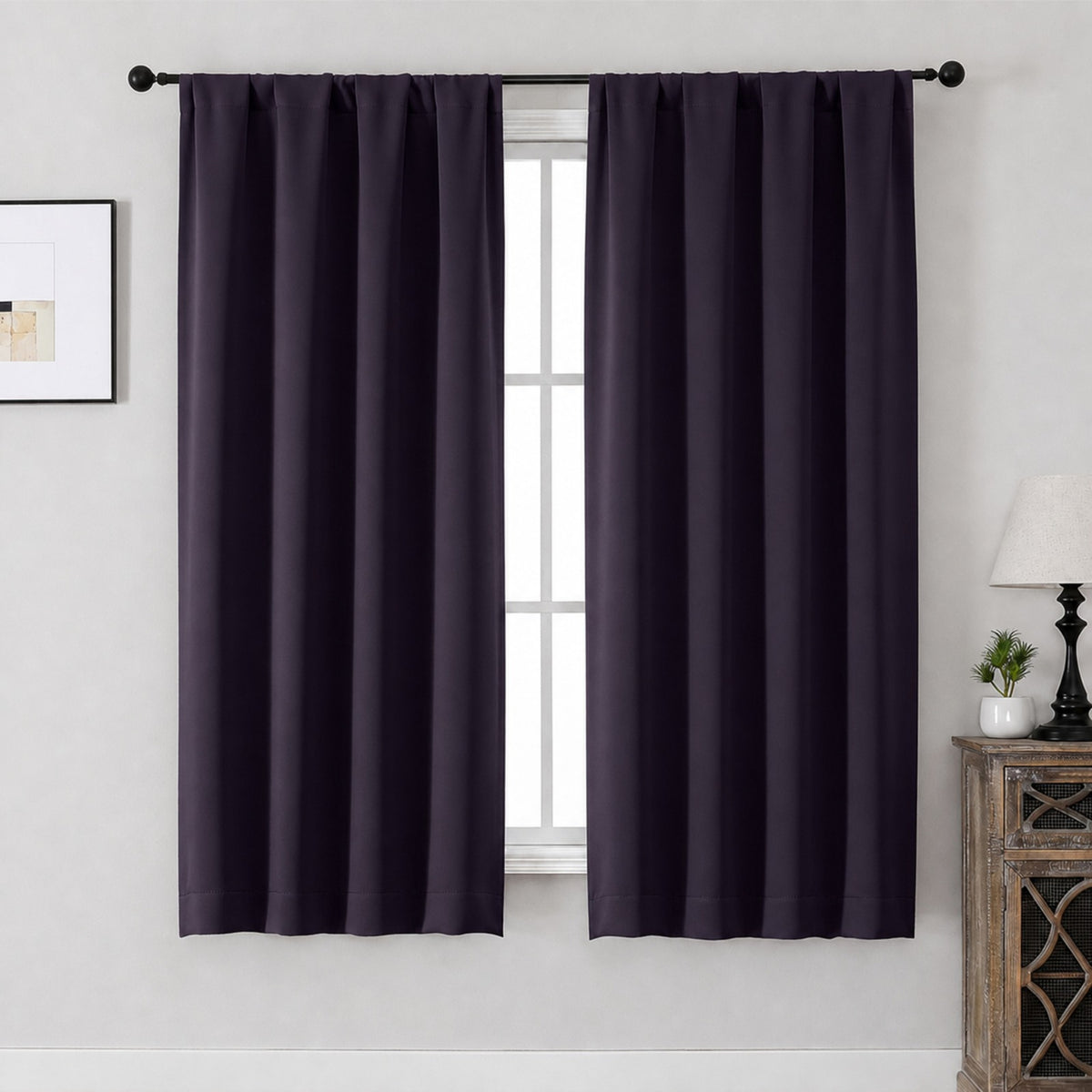 MKHILL Aether Blackout Curtains, 2 Panels - Blackberry - 40"W x 63"L - 2 Panels