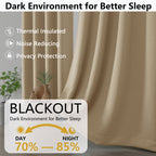 MKHILL Grommet Blackout Curtains, 2 Panels - Taupe - product detail