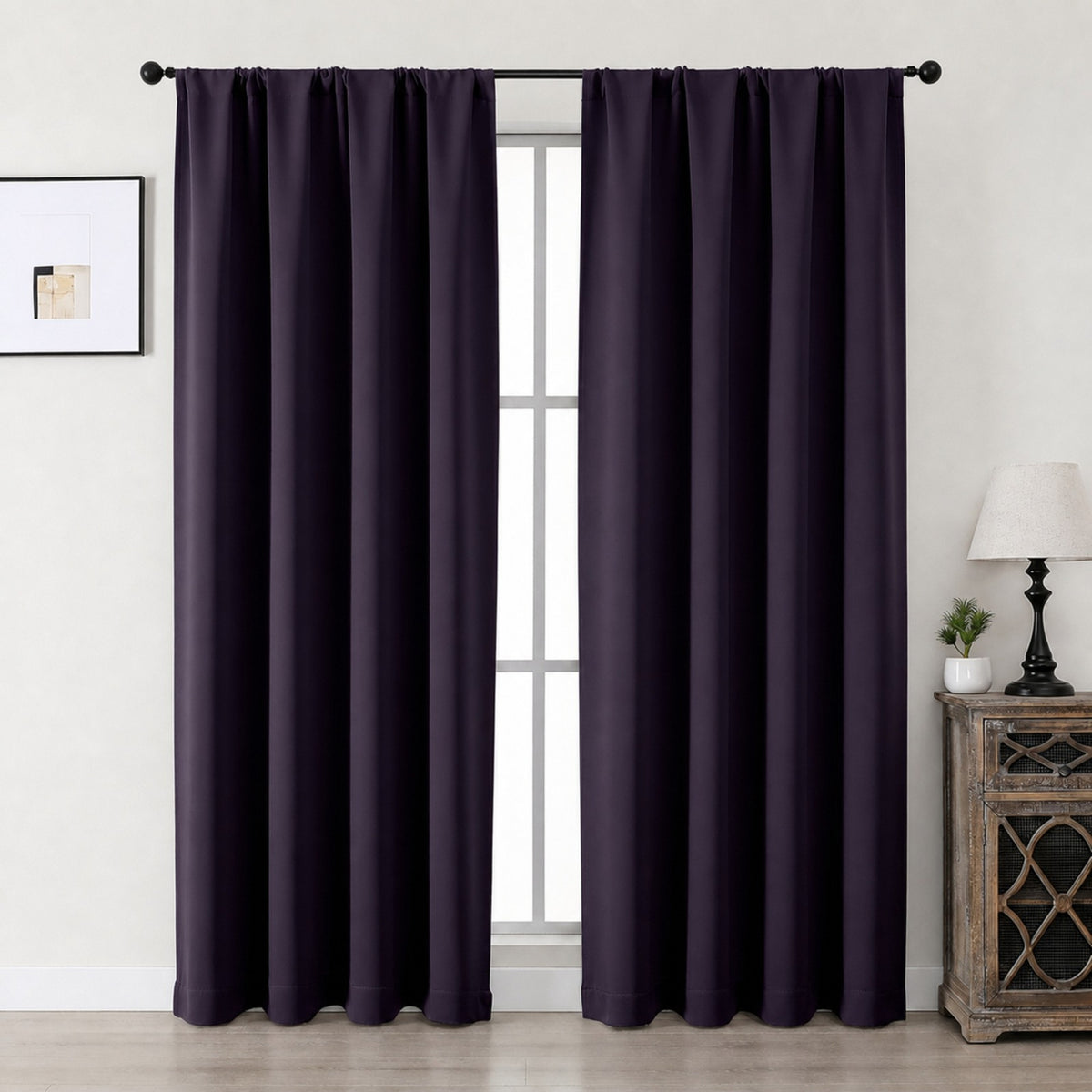 MKHILL Aether Blackout Curtains, 2 Panels - Blackberry - 40"W x 78"L - 2 Panels