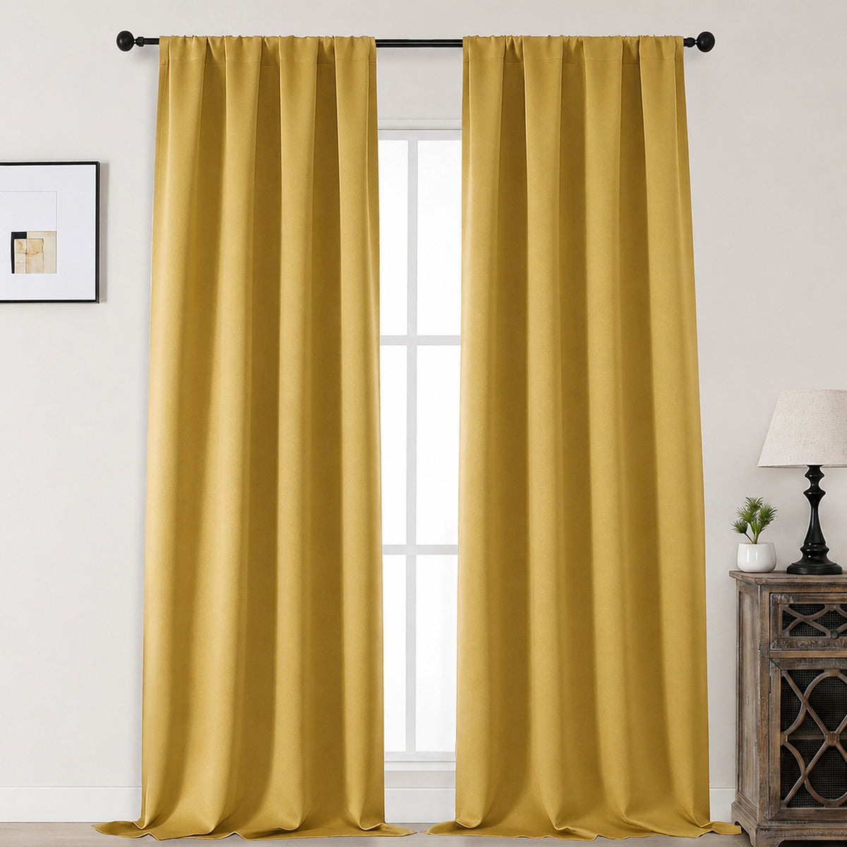 MKHILL Aether Blackout Curtains, 2 Panels - Bright Gold - 50"W x 96"L - 2 Panels