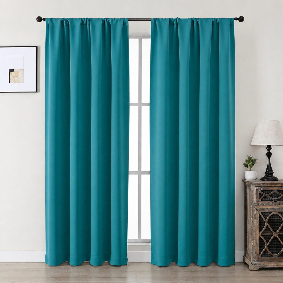 MKHILL Aether Blackout Curtains, 2 Panels - Turquoise - 40"W x 72"L - 2 Panels