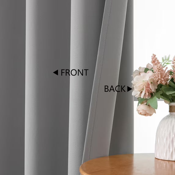 MKHILL Vela Grey Short Blackout Curtains 24 Inch 2 Panels Set