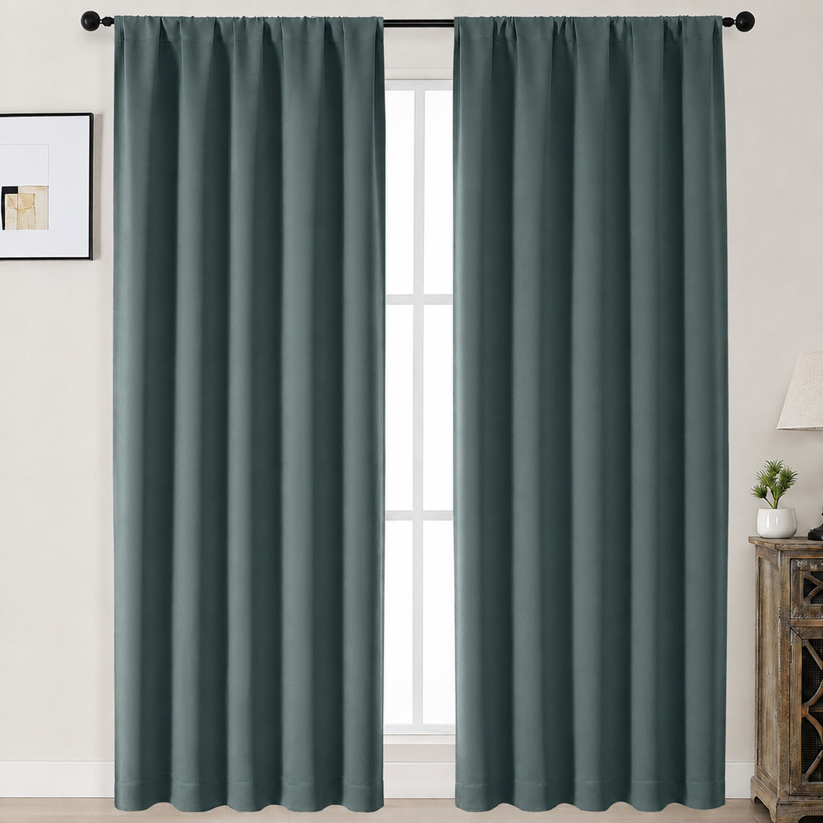 MKHILL Aether Blackout Curtains, 2 Panels - Moss Green - 50"W x 84"L - 2 Panels