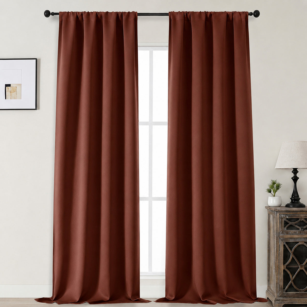 MKHILL Aether Blackout Curtains, 2 Panels - Terracotta - 50"W x 96"L - 2 Panels