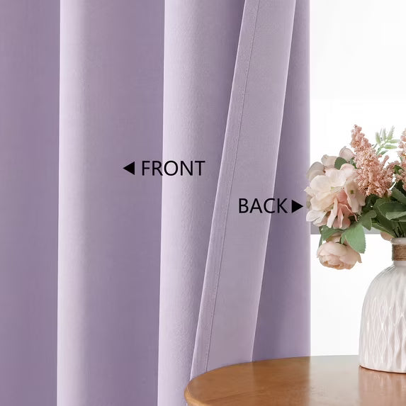 MKHILL Vela Lavender Blackout Tier Curtains 24 Inch Length 2 Panels
