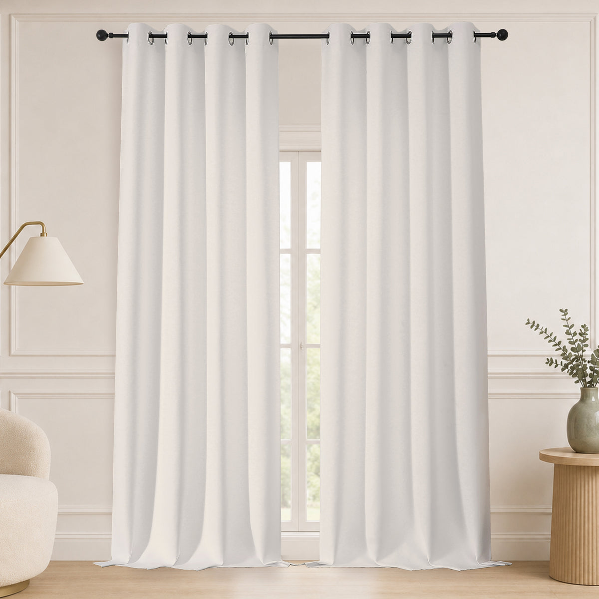 MKHILL Grommet Blackout Curtains, 2 Panels - Natural - 50"W x 108"L - 2 Panels