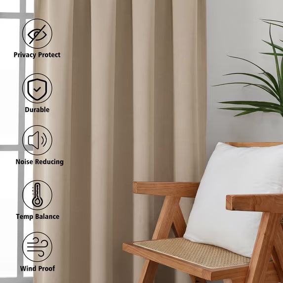 MKHILL Vela Biscotti Beige Short Blackout Curtains 24 Inch 2 Panels, Room Darkening Thermal Insulated Rod Pocket Half Window Tier Curtains for Kitchen Sink Bathroom RV Camper