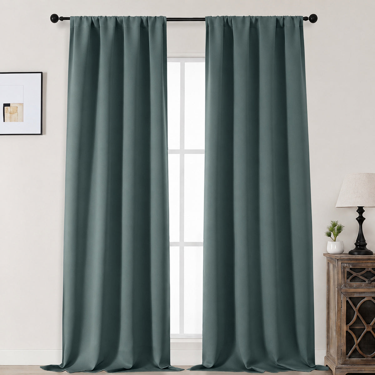 MKHILL Aether Blackout Curtains, 2 Panels - Moss Green - 50"W x 108"L - 2 Panels