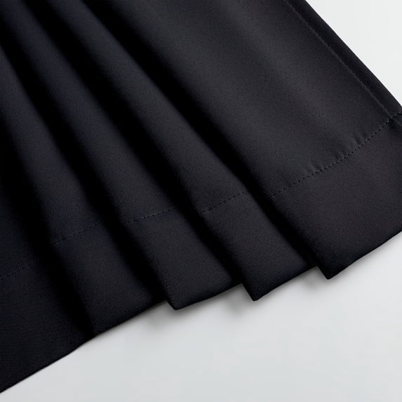 MKHILL Aether Black Blackout Curtains 2 Panels，Each 40" W x 63" L, Black
