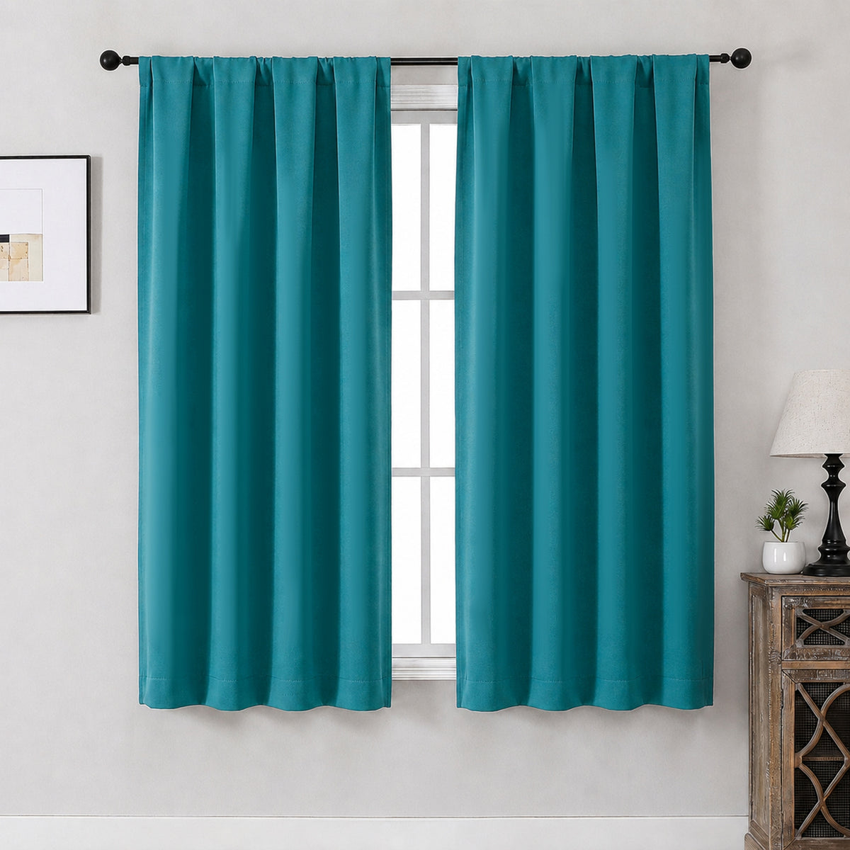 MKHILL Aether Blackout Curtains, 2 Panels - Turquoise - 40"W x 54"L - 2 Panels