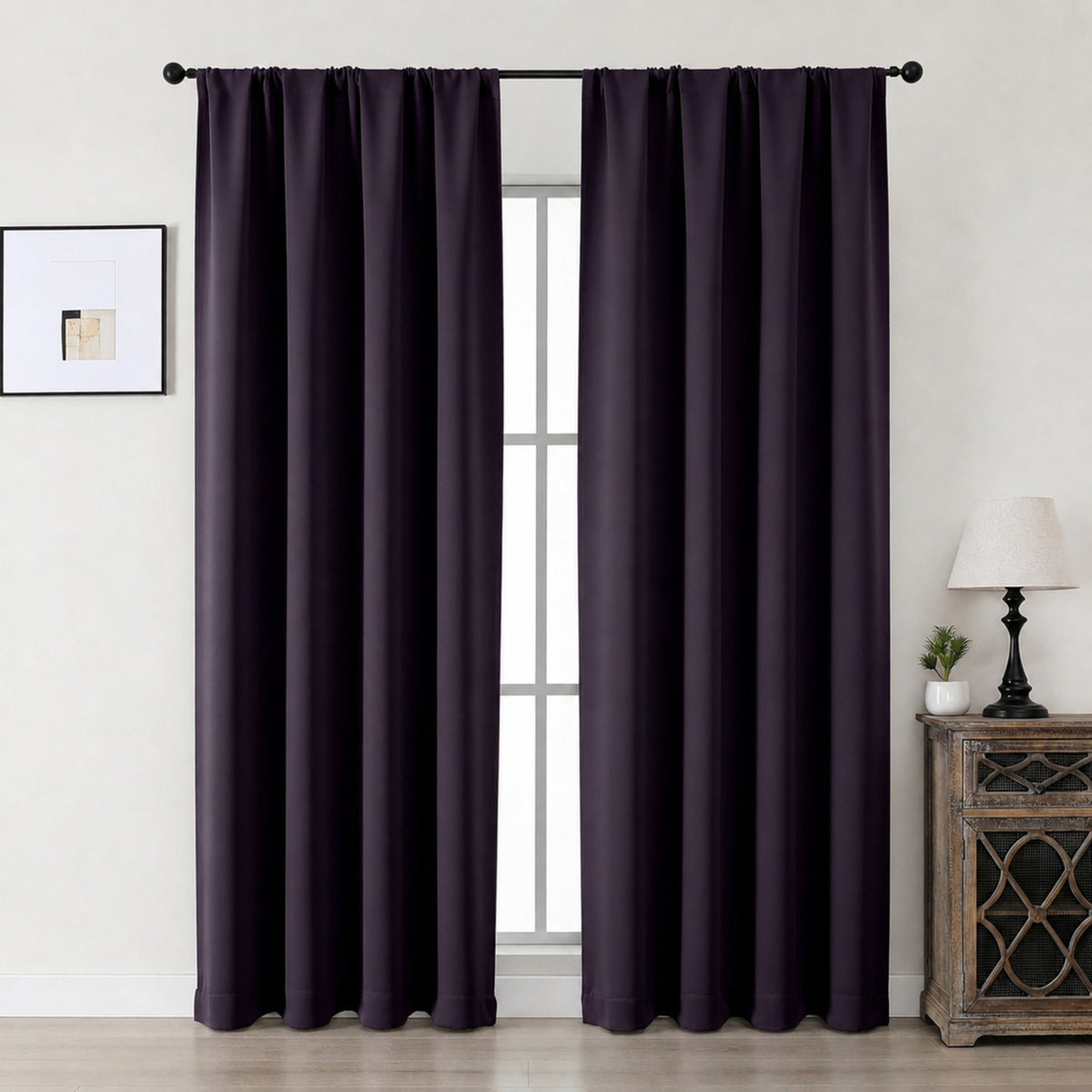 MKHILL Aether Blackout Curtains, 2 Panels - Blackberry - 40"W x 84"L - 2 Panels