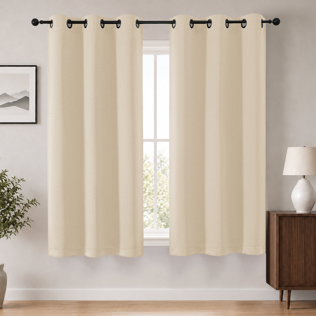 MKHILL Grommet Blackout Curtains, 2 Panels - Biscotti Beige - 40"W x 54"L - 2 Panels