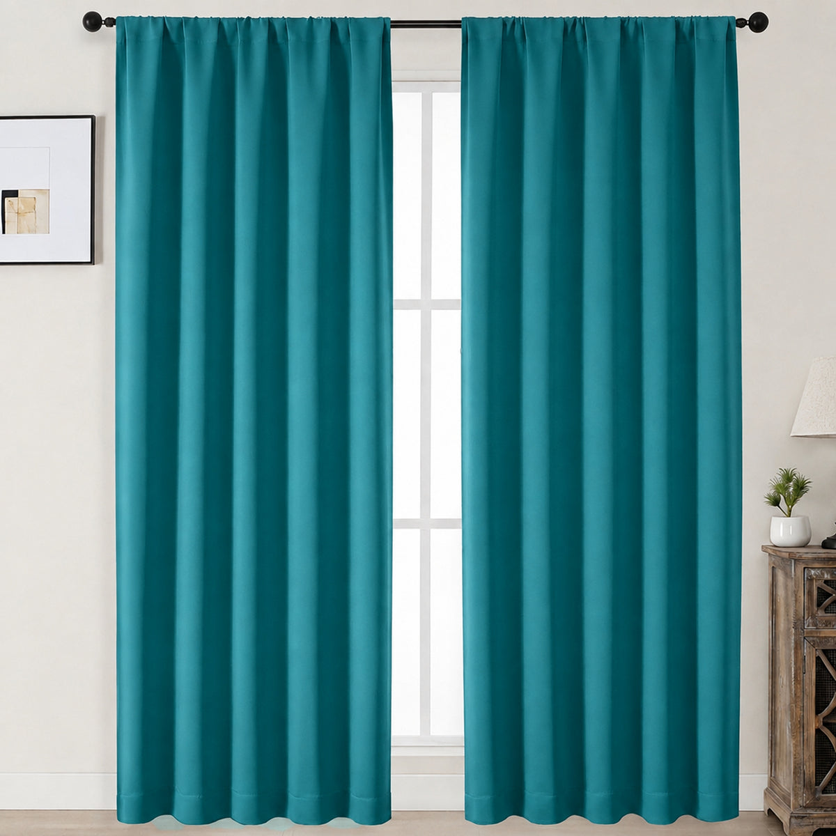MKHILL Aether Blackout Curtains, 2 Panels - Turquoise - 50"W x 84"L - 2 Panels