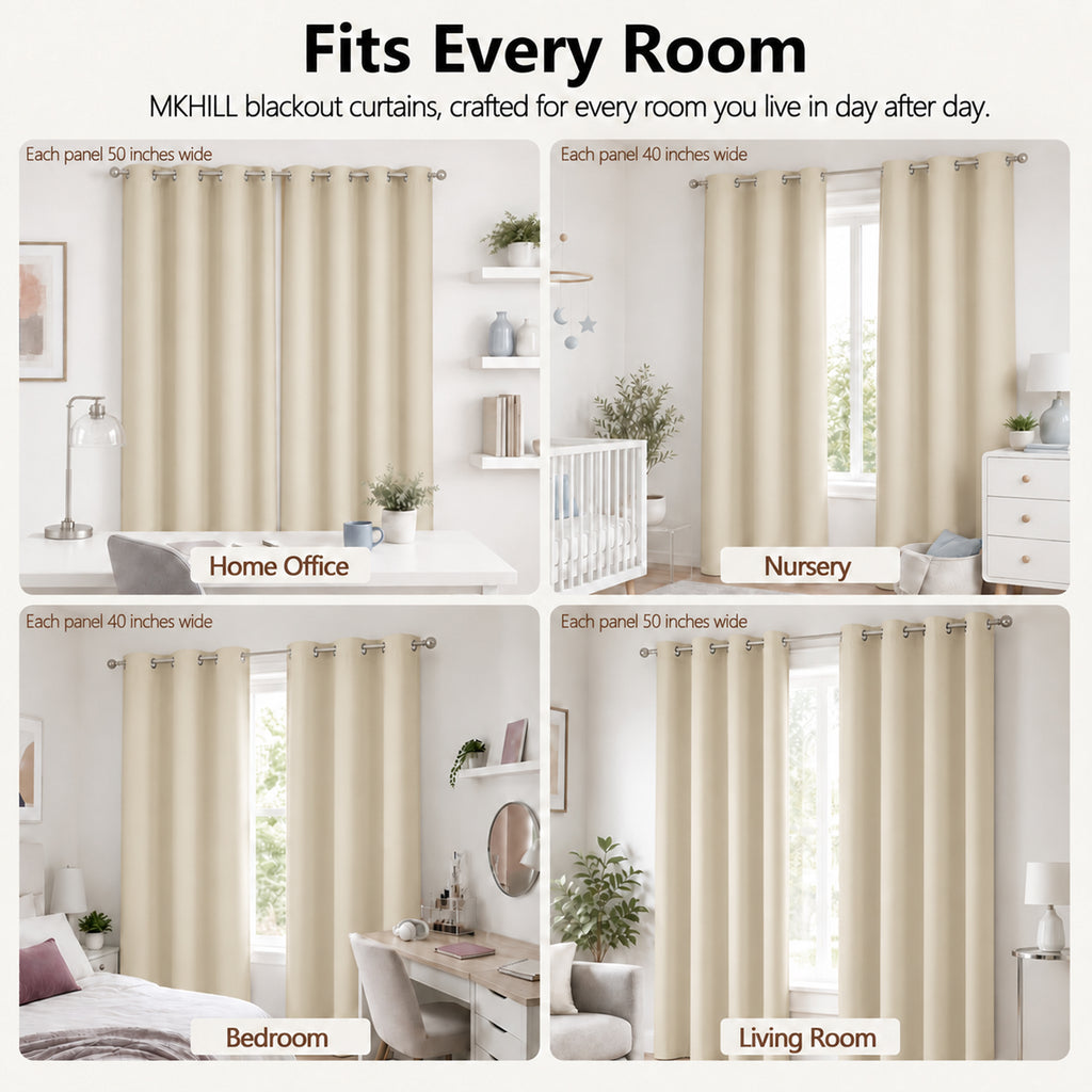 MKHILL Grommet Blackout Curtains, 2 Panels - Biscotti Beige - product detail