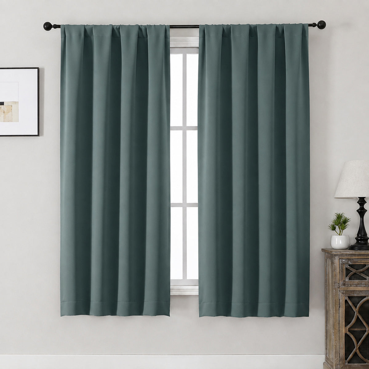 MKHILL Aether Blackout Curtains, 2 Panels - Moss Green - 40"W x 63"L - 2 Panels