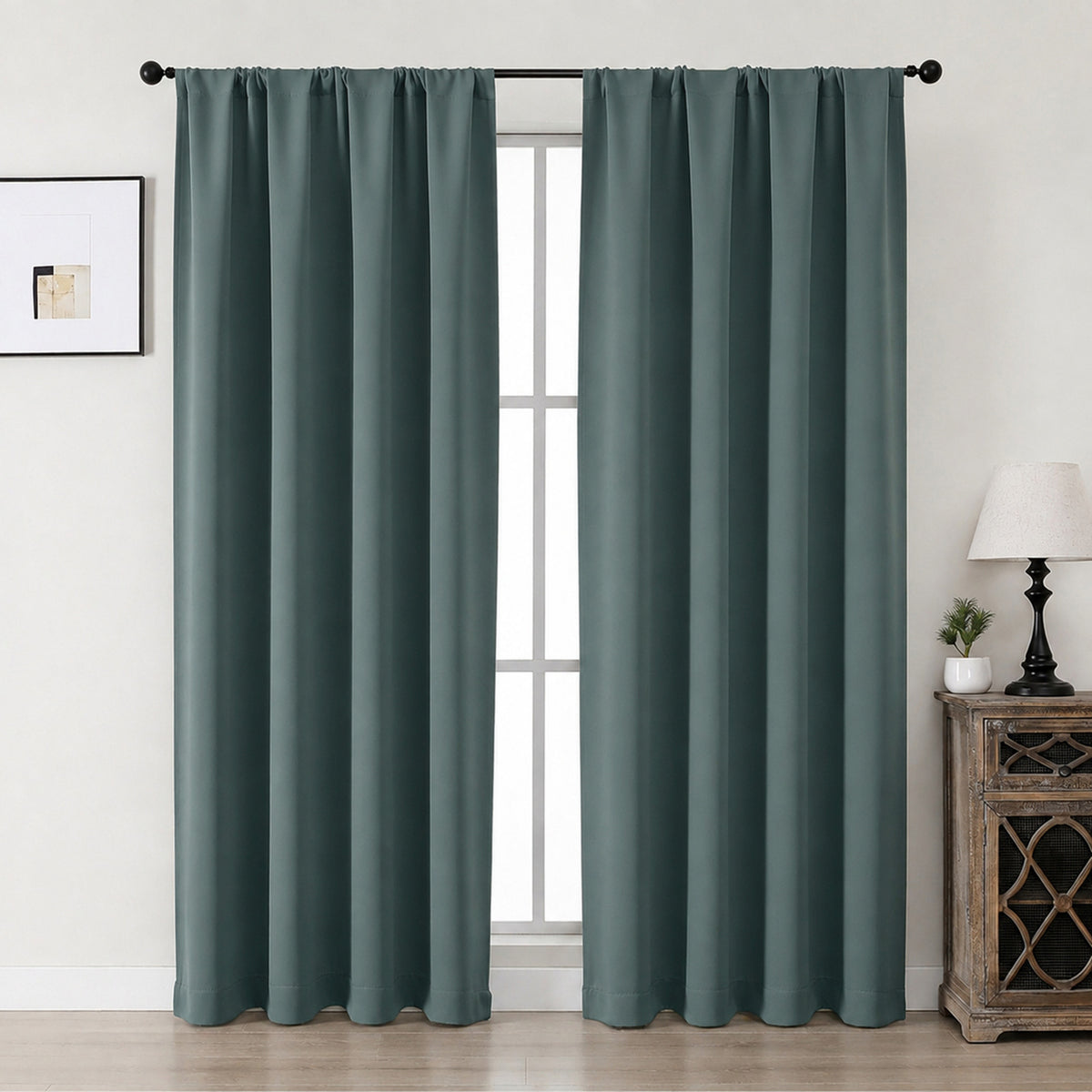 MKHILL Aether Blackout Curtains, 2 Panels - Moss Green - 40"W x 72"L - 2 Panels