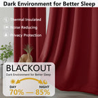 MKHILL Grommet Blackout Curtains, 2 Panels - Red - product detail