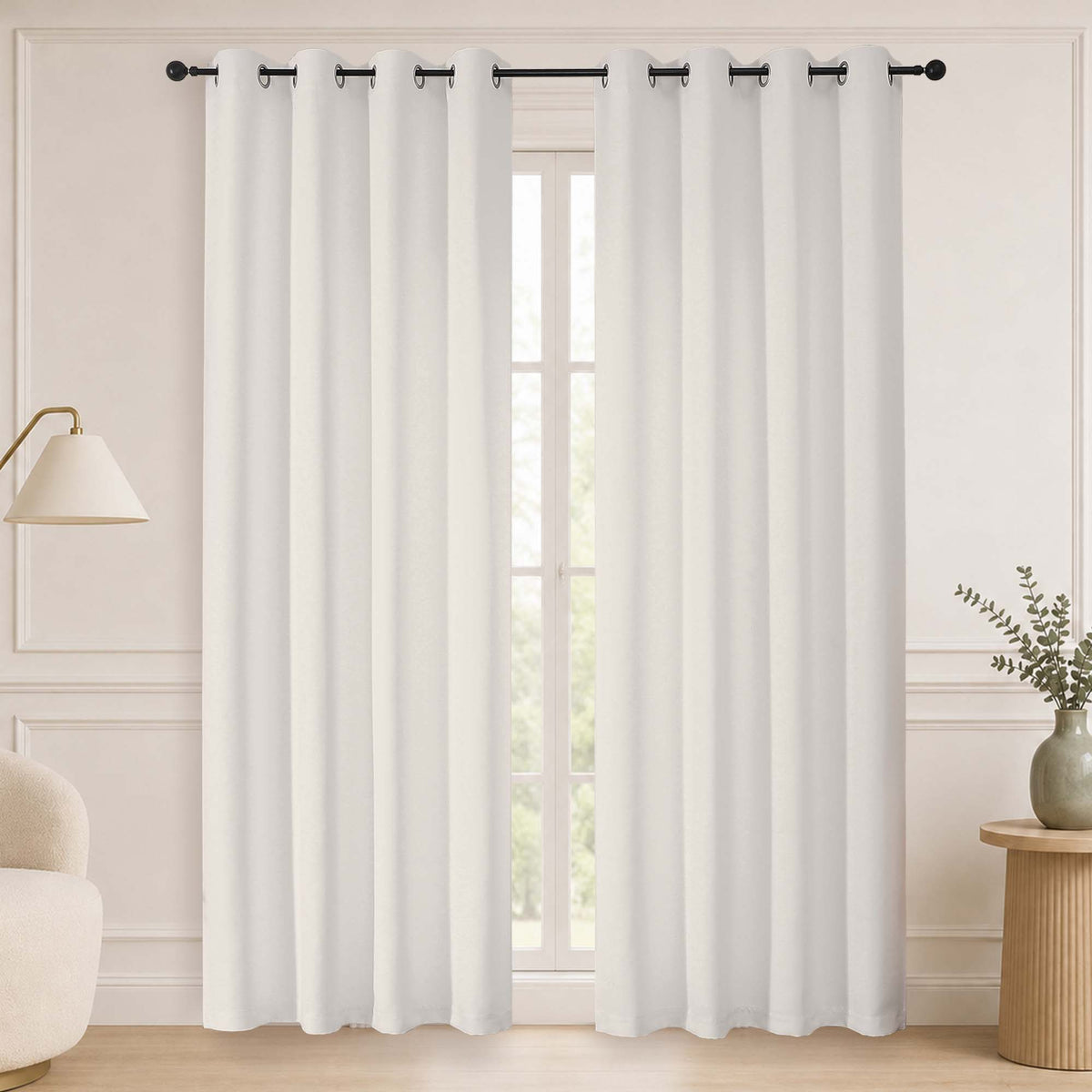 MKHILL Grommet Blackout Curtains, 2 Panels - Natural - 50"W x 84"L - 2 Panels