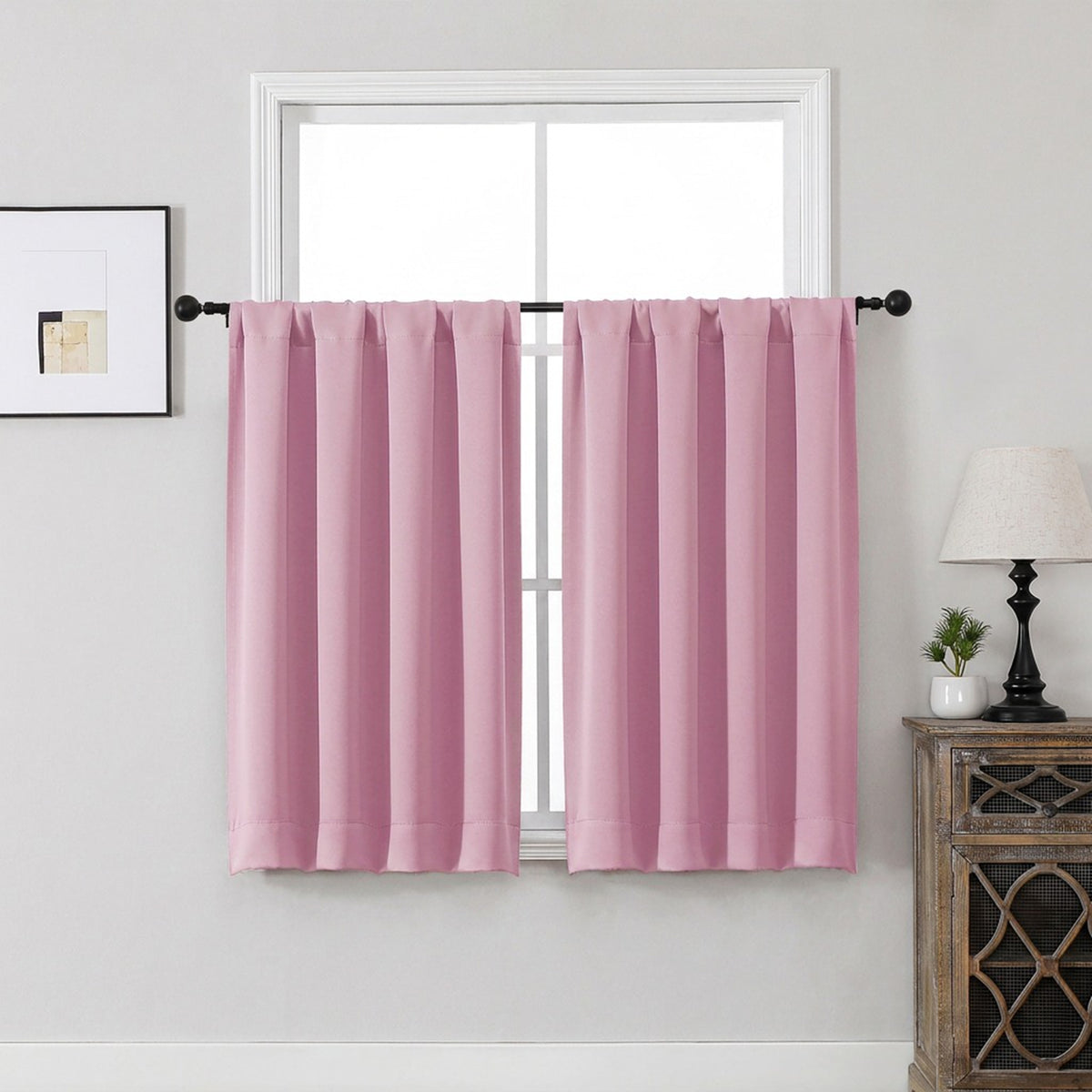 MKHILL Aether Blackout Curtains, 2 Panels - Blush Pink - 40"W x 45"L - 2 Panels
