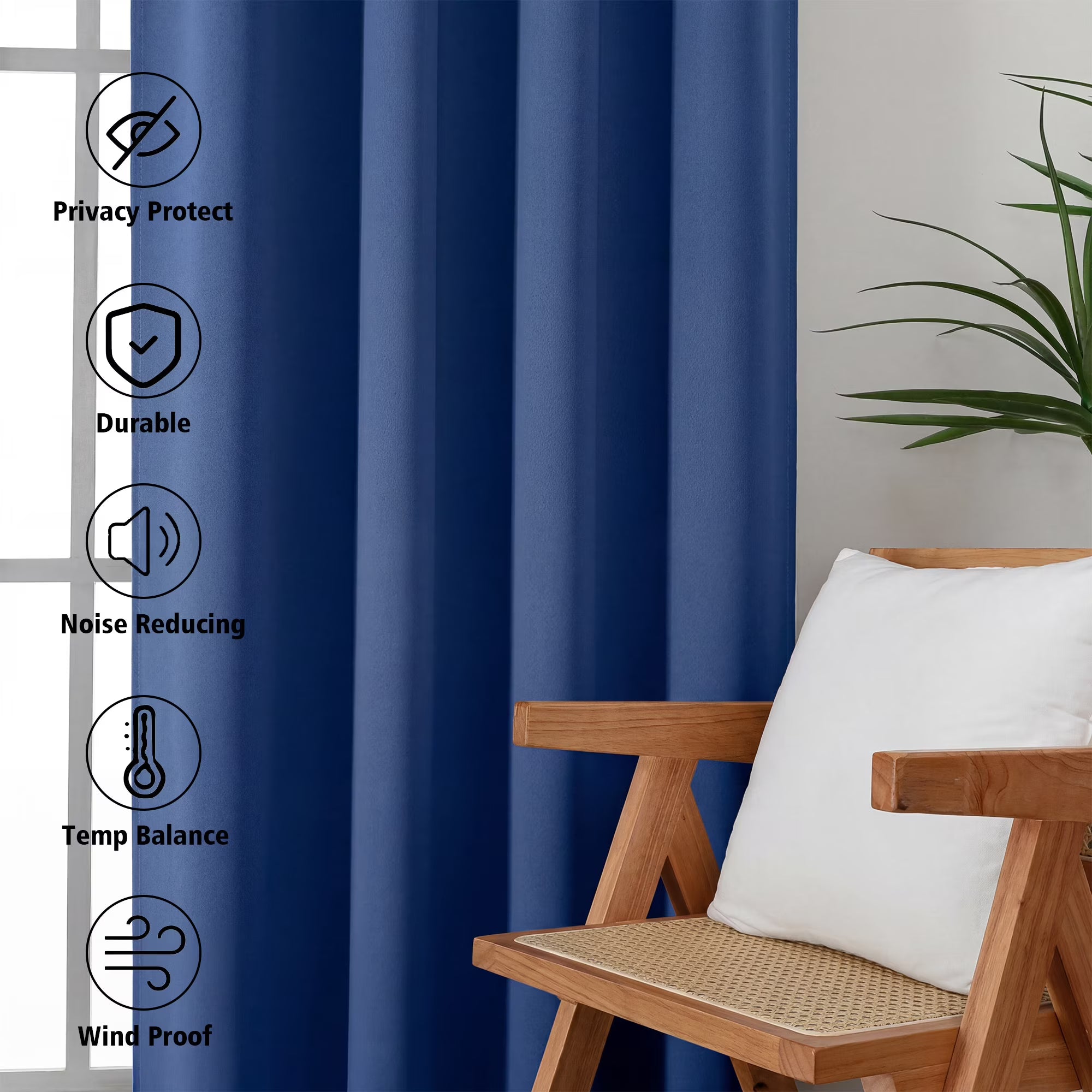 MKHILL Vela Royal Blue Short Blackout Curtains 24 Inch Length 2 Panels