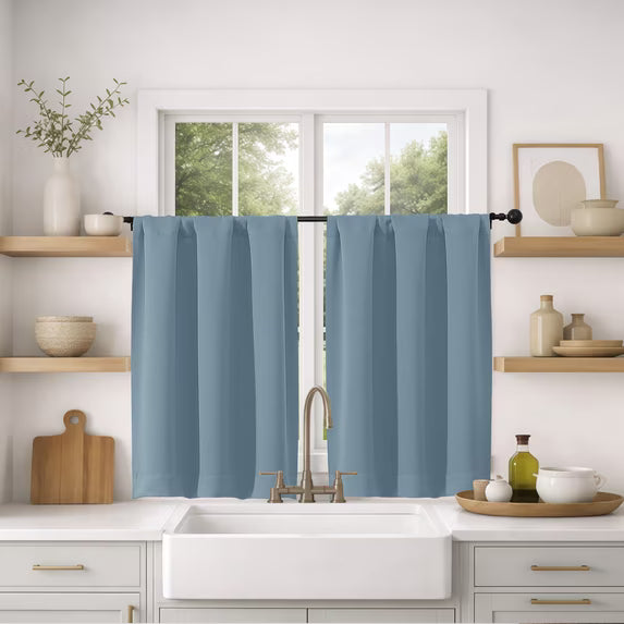 MKHILL Vela Mineral Short Blackout Curtains 36 Inch Length 2 Panels