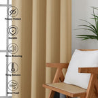 MKHILL Vela Gold Short Blackout Curtains 24 Inch Length 2 Panels