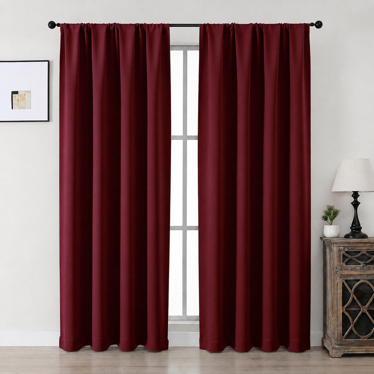 MKHILL Aether Blackout Curtains, 2 Panels - Burgundy - 40"W x 78"L - 2 Panels